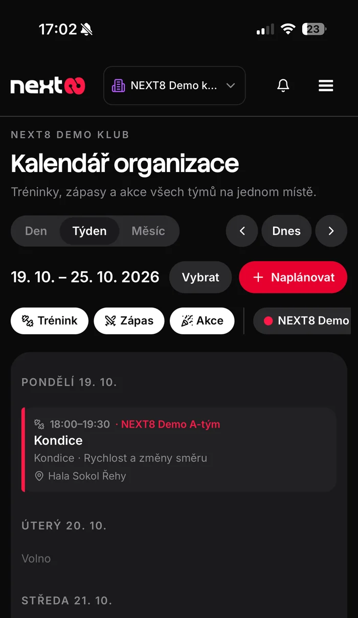 Kalendář organizace pro všechny týmy